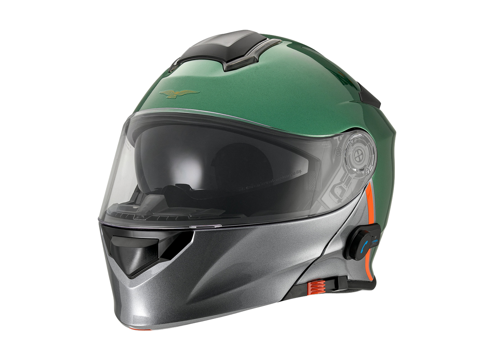Moto Guzzi helm "Modular BT" groen met Bluetooth